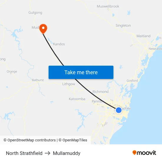 North Strathfield to Mullamuddy map
