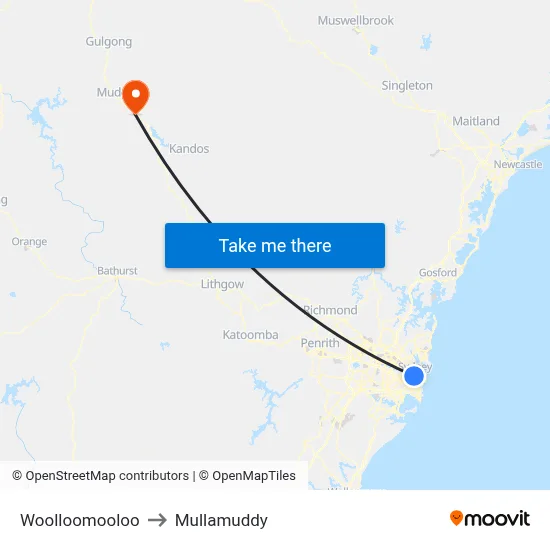 Woolloomooloo to Mullamuddy map