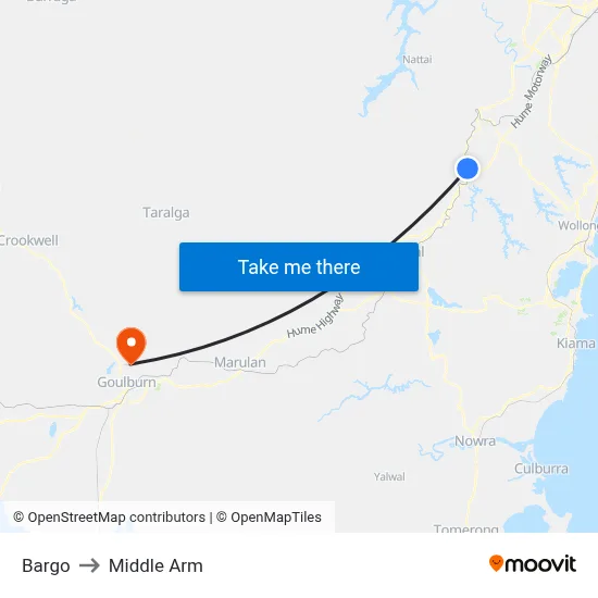 Bargo to Middle Arm map