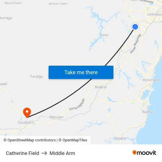 Catherine Field to Middle Arm map