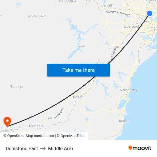Denistone East to Middle Arm map