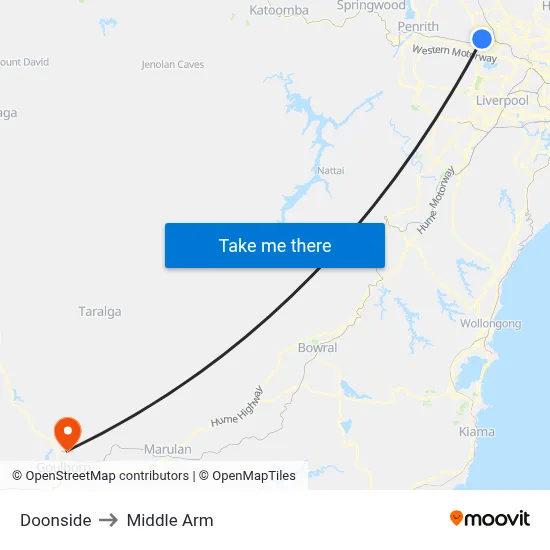 Doonside to Middle Arm map