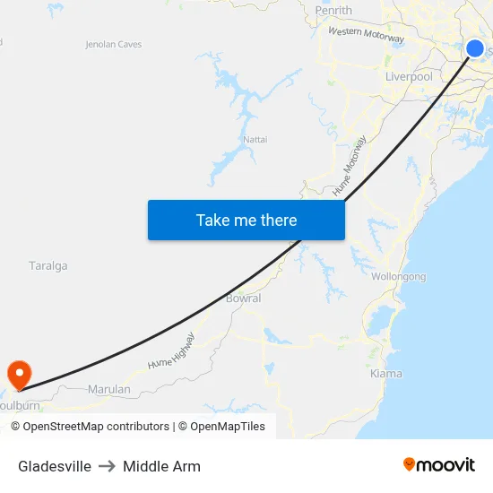 Gladesville to Middle Arm map
