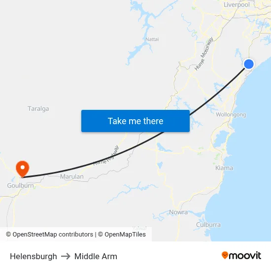 Helensburgh to Middle Arm map