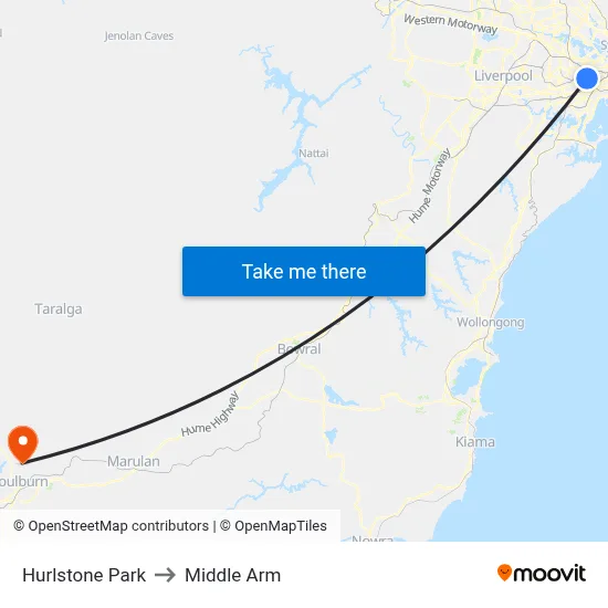 Hurlstone Park to Middle Arm map