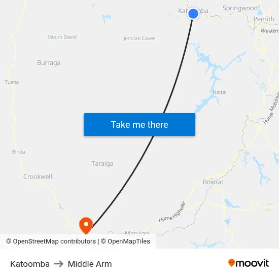 Katoomba to Middle Arm map
