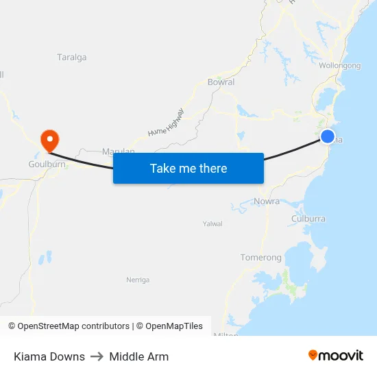 Kiama Downs to Middle Arm map