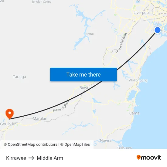 Kirrawee to Middle Arm map