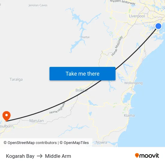 Kogarah Bay to Middle Arm map