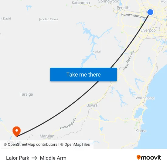 Lalor Park to Middle Arm map