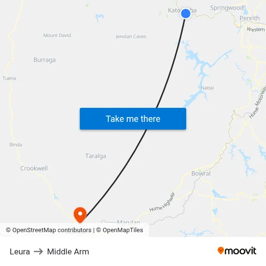 Leura to Middle Arm map