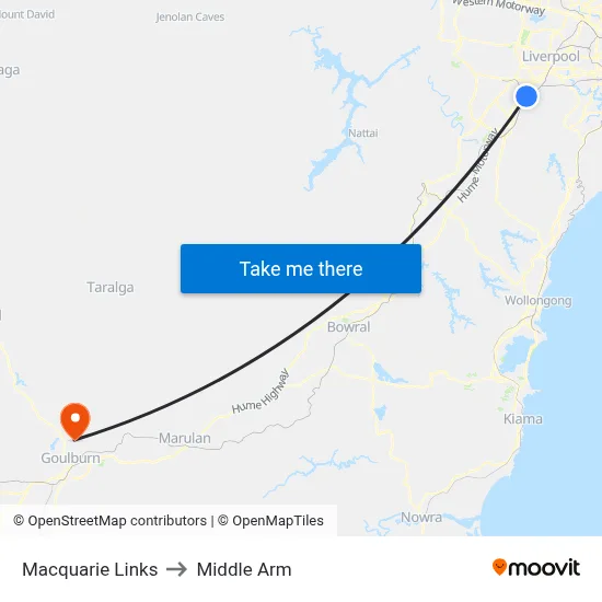 Macquarie Links to Middle Arm map