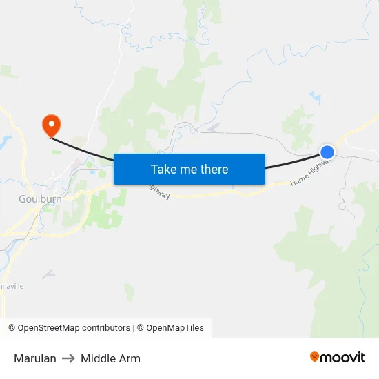 Marulan to Middle Arm map