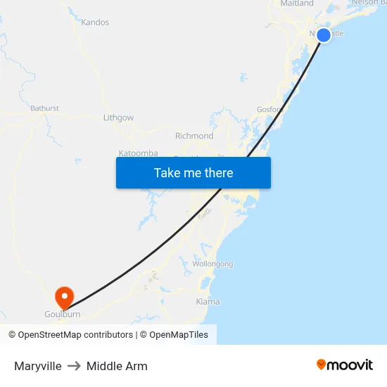 Maryville to Middle Arm map