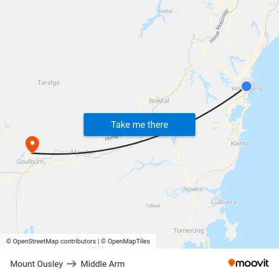 Mount Ousley to Middle Arm map
