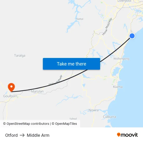 Otford to Middle Arm map