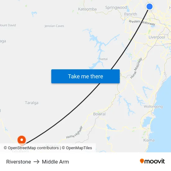 Riverstone to Middle Arm map