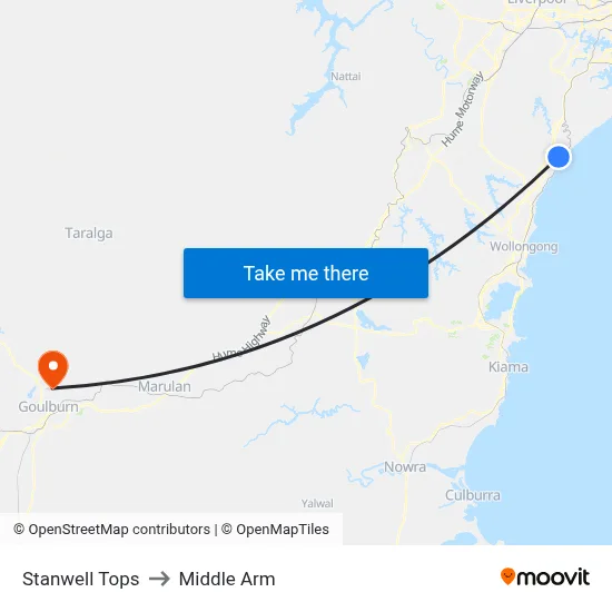 Stanwell Tops to Middle Arm map