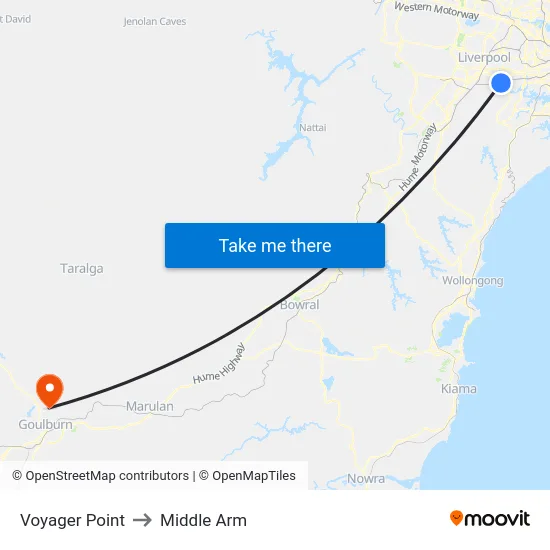 Voyager Point to Middle Arm map