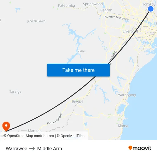 Warrawee to Middle Arm map