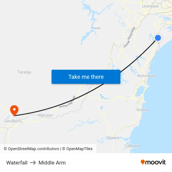 Waterfall to Middle Arm map