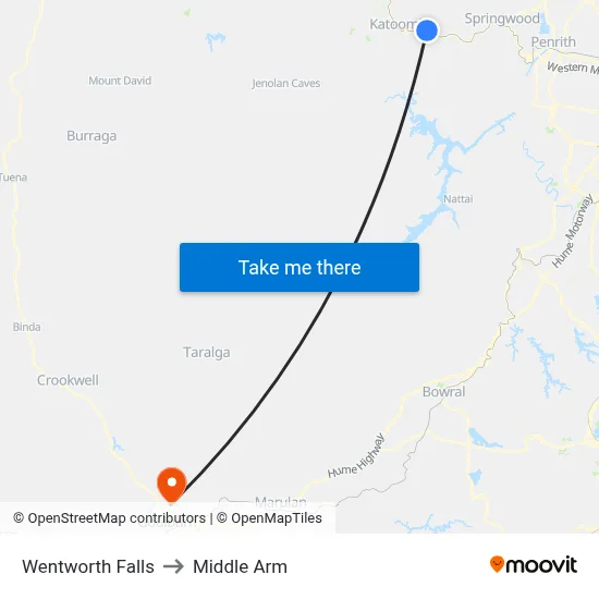 Wentworth Falls to Middle Arm map