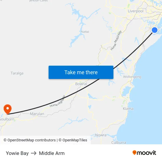 Yowie Bay to Middle Arm map