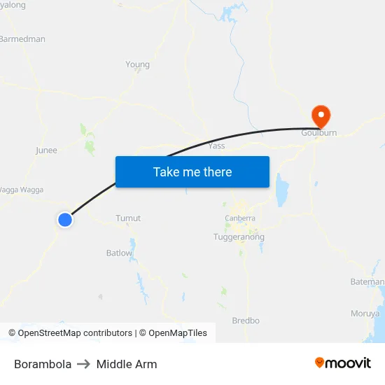 Borambola to Middle Arm map