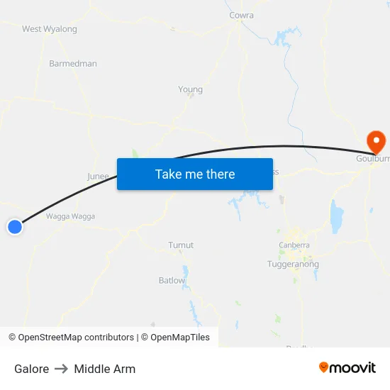 Galore to Middle Arm map
