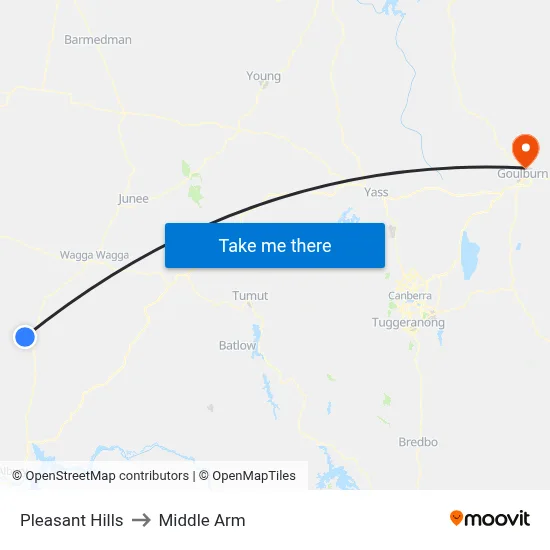Pleasant Hills to Middle Arm map