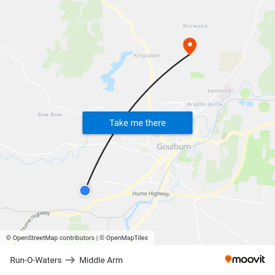 Run-O-Waters to Middle Arm map