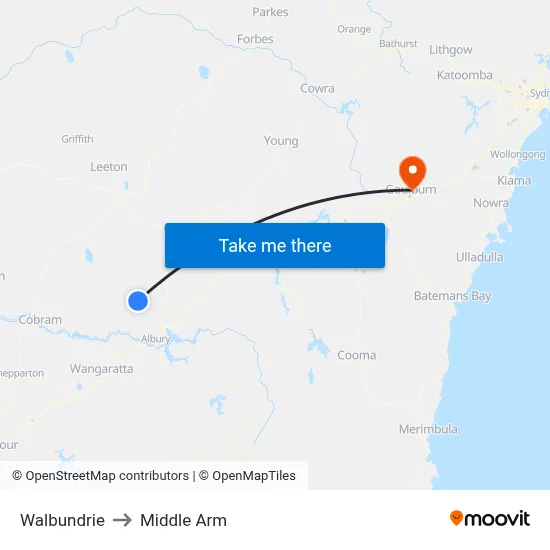 Walbundrie to Middle Arm map