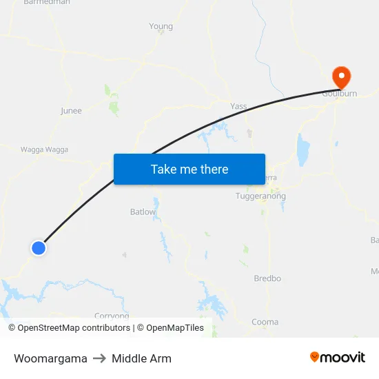 Woomargama to Middle Arm map