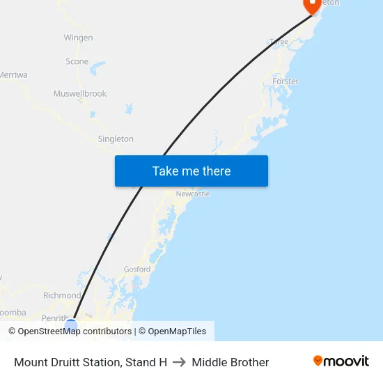 Mount Druitt Station, Stand H to Middle Brother map