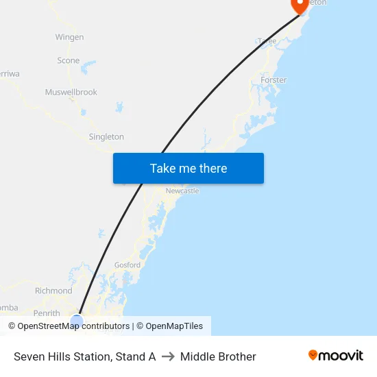 Seven Hills Station, Stand A to Middle Brother map