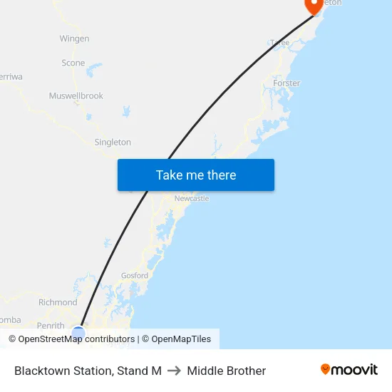 Blacktown Station, Stand M to Middle Brother map
