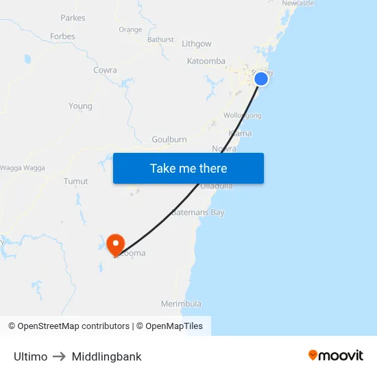 Ultimo to Middlingbank map