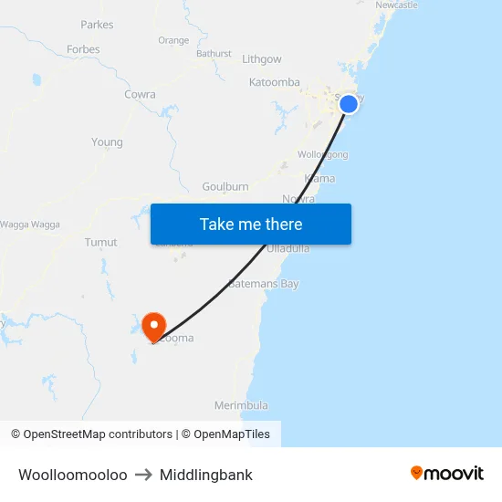 Woolloomooloo to Middlingbank map