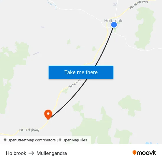 Holbrook to Mullengandra map