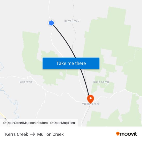 Kerrs Creek to Mullion Creek map