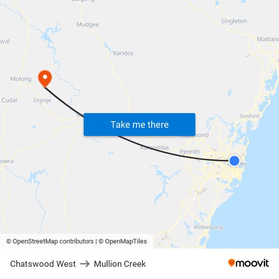 Chatswood West to Mullion Creek map