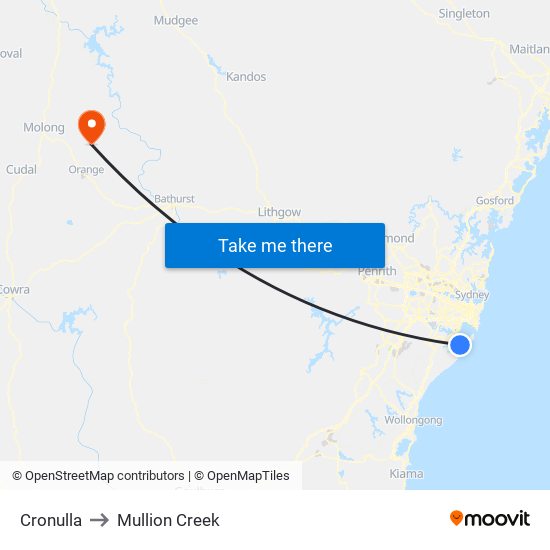 Cronulla to Mullion Creek map