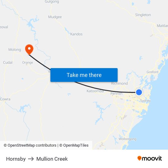 Hornsby to Mullion Creek map