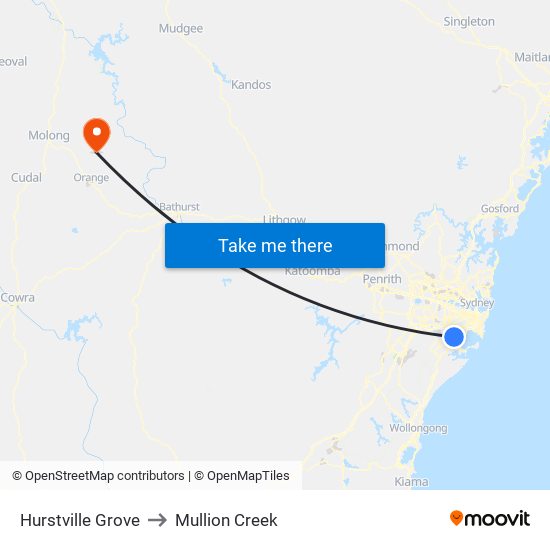 Hurstville Grove to Mullion Creek map