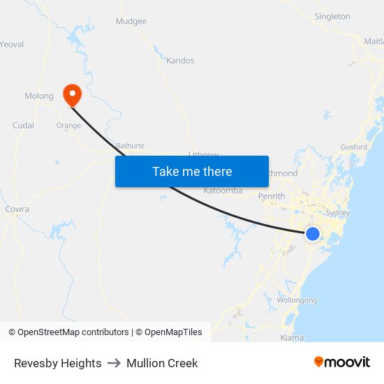 Revesby Heights to Mullion Creek map