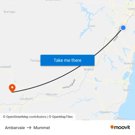 Ambarvale to Mummel map