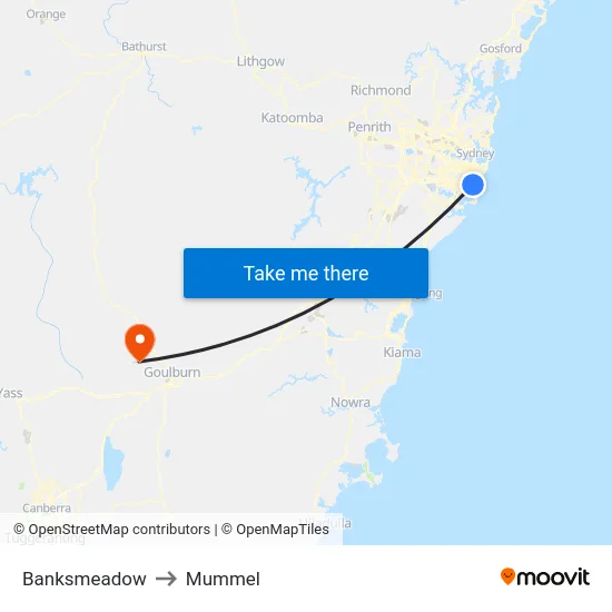 Banksmeadow to Mummel map