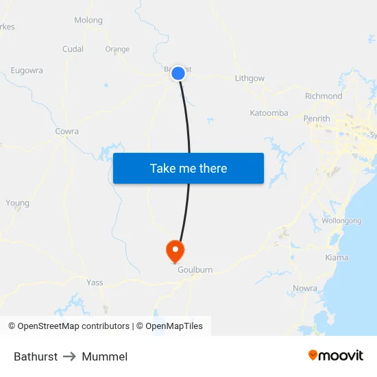 Bathurst to Mummel map