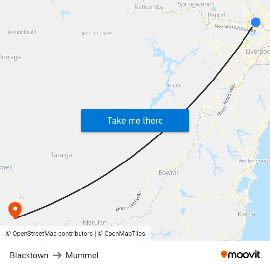 Blacktown to Mummel map