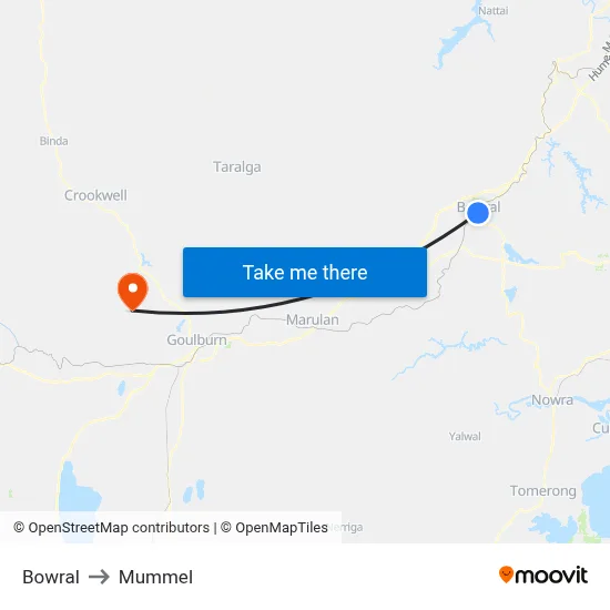 Bowral to Mummel map